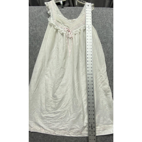 Vintage Barbizon Nightgown Womens White Lace Trim Floral Ribbon Sleepwear Ruffle - Picture 9 of 9